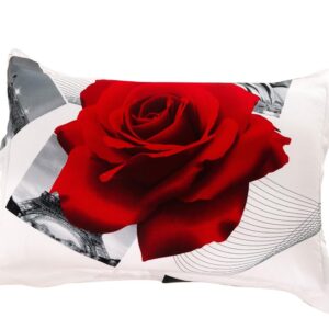 New Arrival Shiny Red Roses Print Two Pieces Pillow Case