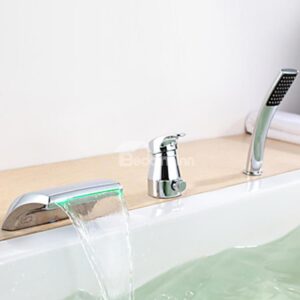 Amazing Contemporary Color Changing LED Waterfall Bathtub Faucet