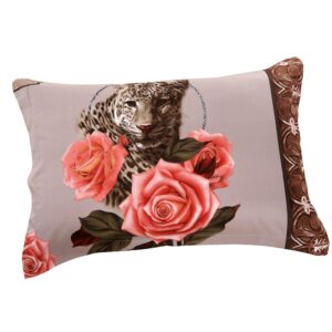 New Arrival Ferocious Leopard and Delicate Roses Print Two Pieces Pillow Case