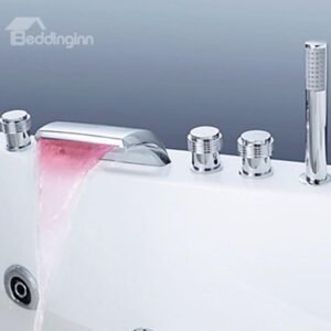 Color Changing LED Waterfall Hand Shower Bathtub Faucet