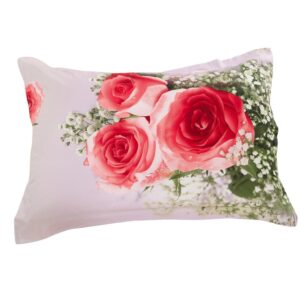 New Arrival Pink Roses and White Delicate Flowers Two Pieces Pillow Case