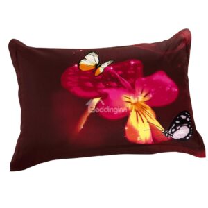 New Arrival Beautiful Butterfly and Delicate Flowers Two Pieces Pillow Case