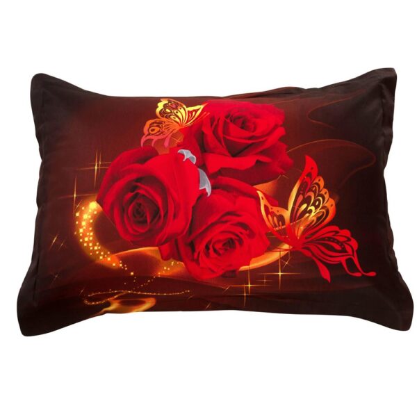 New Arrival Fancy Romantic Red Roses Two Pieces Pillow Case