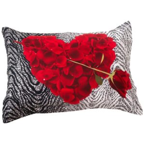 New Arrival Romantic Heart Shape Made By Rose Petals Two Pieces Pillow Case