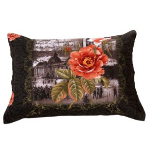New Arrival Delicate Flowers and Ancient Architecture Two Pieces Pillow Case