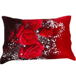 New Arrival Bright Red Roses Two Pieces Pillow Case