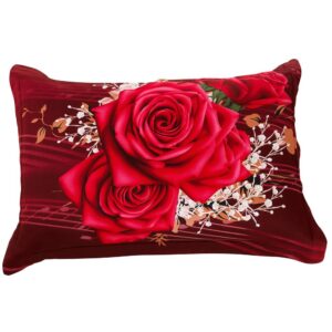 New Arrival Delicate Bright Red Roses Two Pieces Pillow Case