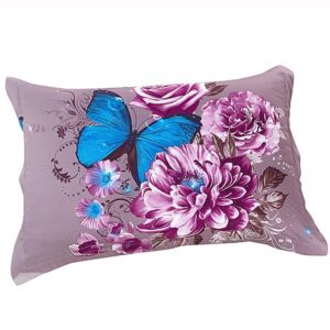 New Arrival Butterfly on Delicate Purple Flowers Two Pieces Pillow Case