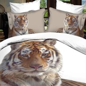 Popular Golden Tiger Print 4-Piece Polyester 3D Duvet Cover Sets