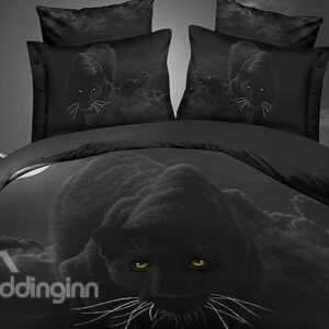 Personality Panther Print 4-Piece Polyester 3D Duvet Cover Sets