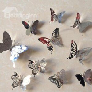 Hot Selling Pretty Silver Butterflies 10-pieces Wall Stickers