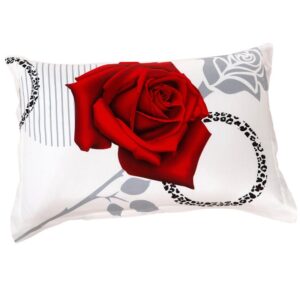 Attractive Red Roses Blossom Print Two Pieces Pillow Cases
