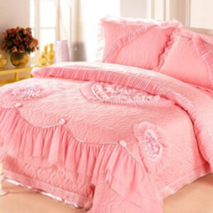 Forever Love Heart Shaped Flower Lace Edging 4-Piece Princess Duvet Cover Sets