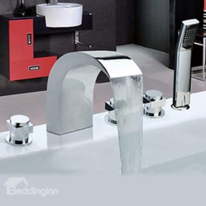 Chrome Finish Widespread Stainless Steel Contemporary Style Bathtub Faucets