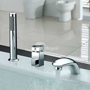 Glamorous Contemporary Widespread Chrome Finish Two Handles Tub Faucet