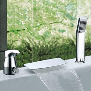 Simple Style Two Handles Widespread Waterfall Chrome Finish Bathtub Faucet