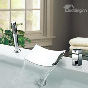Modern Style Chrome Finish Widespread Bathtub Faucet