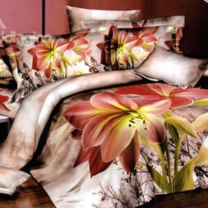 Amazing Beautiful Flowers Print 4-Piece Duvet Cover Sets