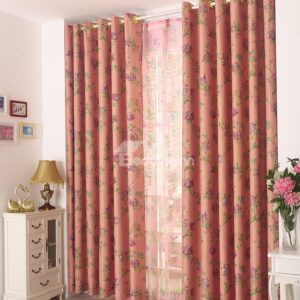 High Quality Amazing Contemporary Pink Floral Grommet Top Custom Curtain