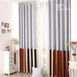 High Quality Elegant Beautiful Blue Stars Gromment Top Custom Curtain