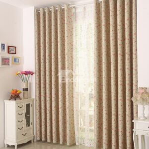High Quality Elegant Red Floral Gromment Top Custom Curtain