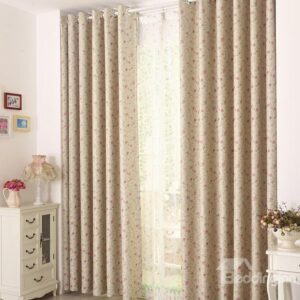 High Quality Elegant Beautiful Purple Floral Gromment Top Custom Curtain