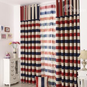 High Quality Elegant Beautiful Strips Pattern Gromment Top Custom Curtain