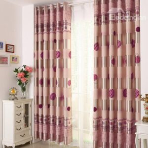 High Quality Elegant Burgundy Beautiful Pattern Gromment Top Custom Curtain