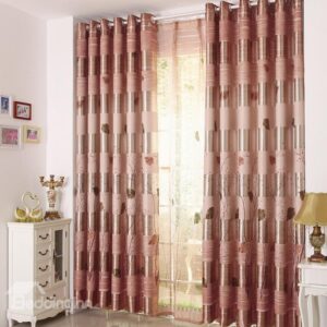 High Quality Elegant Beautiful Trees and Leaves Gromment Top Custom Curtain
