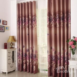 High Quality Beautiful Big Roses Pattern Custom Made Curtain