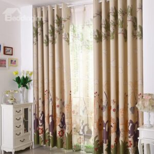 High Quality Amazing Cartoon Animal Patterns Gromment Top Custom Curtain