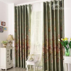 High Quality Amazing Green Beautiful Patterns Gromment Top Custom Curtain