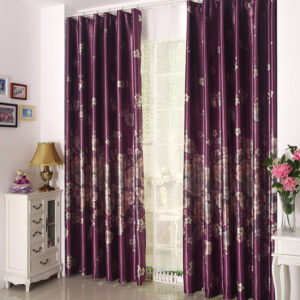 High Quality Shining Color Floral Pattern Grommet Top Curtain