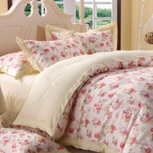 Comfortable Fresh Color Floral Print 4-Piece Duvet Cover Sets