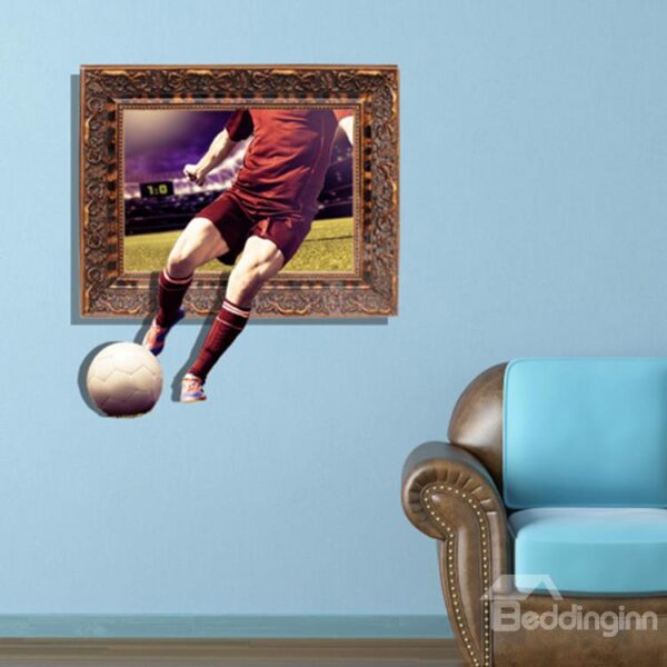 New Arrival Amazing 3D Sporter Playing Football Wall Sticker