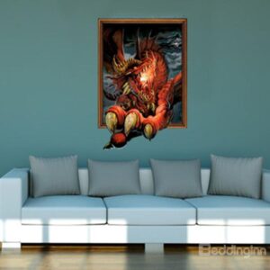 New Arrival Amazing 3D Fire Dinosaur Wall Sticker