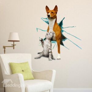 New Arrival Cute 3D Cat and Dog Wall Sticker