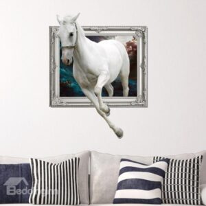 Amazing Creative 3D White Horse Wall Sticker