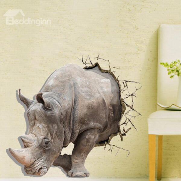 Alluring Creative 3D Rhino Wall Sticker