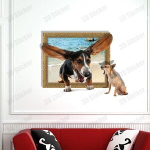 Amazing Style Creative 3D Quarrelling Dogs Wall Sticker