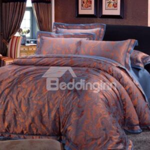 Paisley Flower Print Satin Jacquard 4-Piece Duvet Cover Sets
