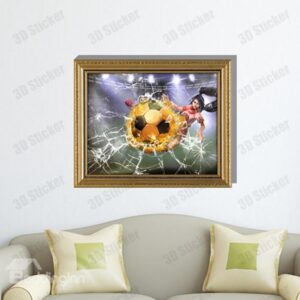 Amazing Creative 3D Football Girl Wall Sticker