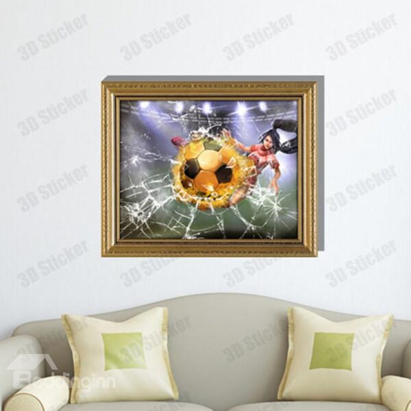 Amazing Creative 3D Football Girl Wall Sticker