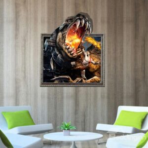 Stunning Creative 3D Picture of Capturing Dinosaur Wall Sticker