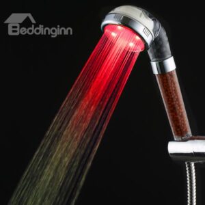 Unique Silver LED Shower Head Many Colors Changing by Temperature