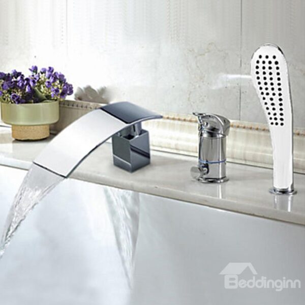 Amazing Chrome Finish Widespread Waterfall Bathtub Faucet