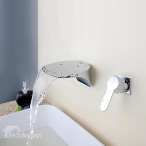 Contemporary Waterfall Two Holes Single Handle Bathroom Sink Faucet