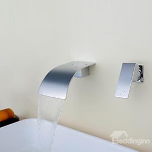 Contemporary Waterfall Chrome Brass Single Handle Bathroom Sink Faucet