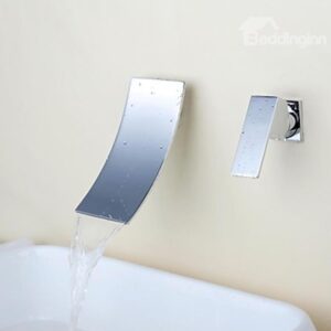 Modern Waterfall Chrome Brass Two Holes Single Handle Bathroom Sink Faucet