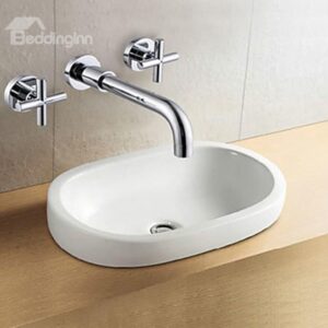 2 Inch Contemporary Chrome Brass Three Holes Two Handles Bathroom Sink Faucet